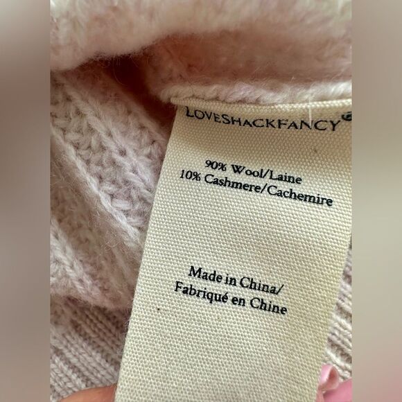 LoveShackFancy Avignon Cropped Cashmere Cardigan in Oatmeal XXL NWT - Picture 9 of 12